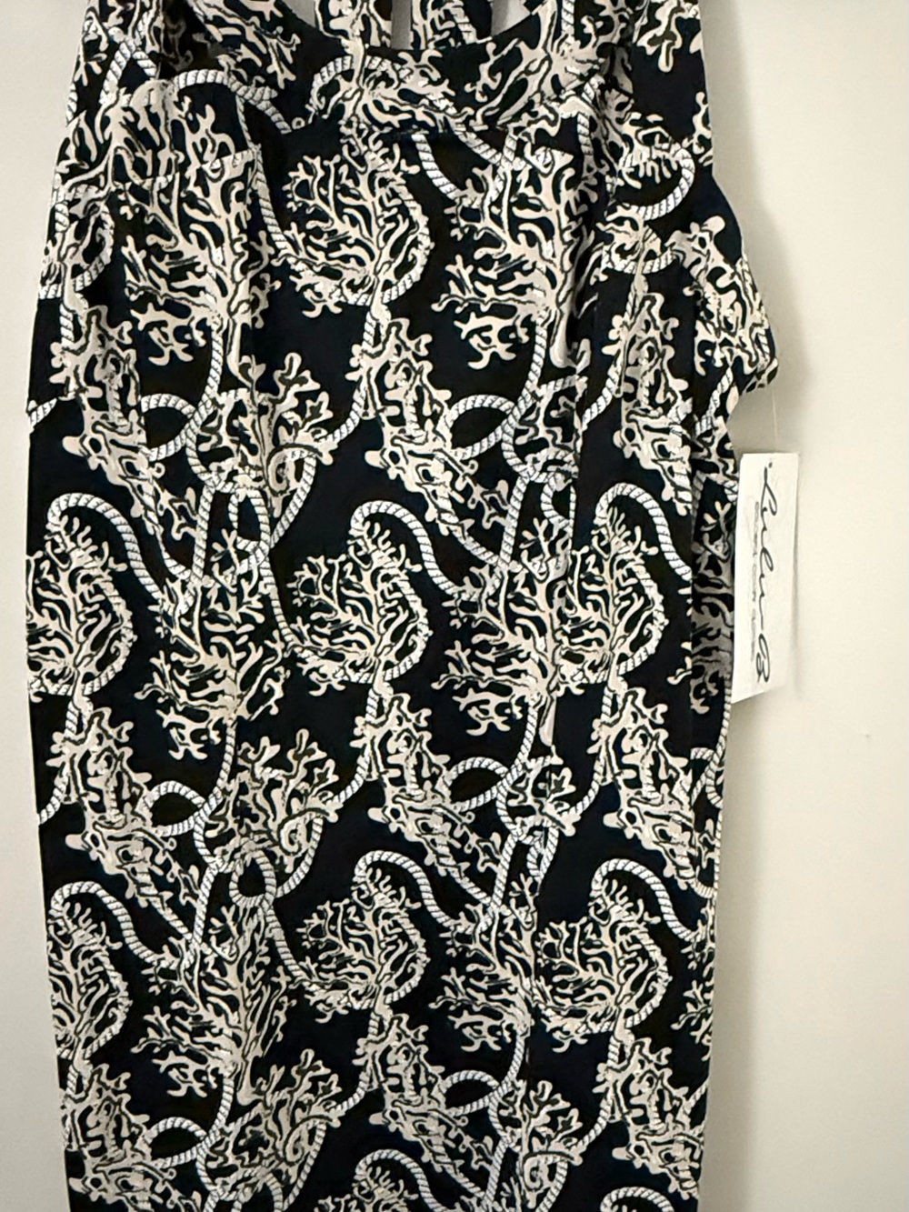Lulu-B Black Midi Dress with Cream Rope-Print
